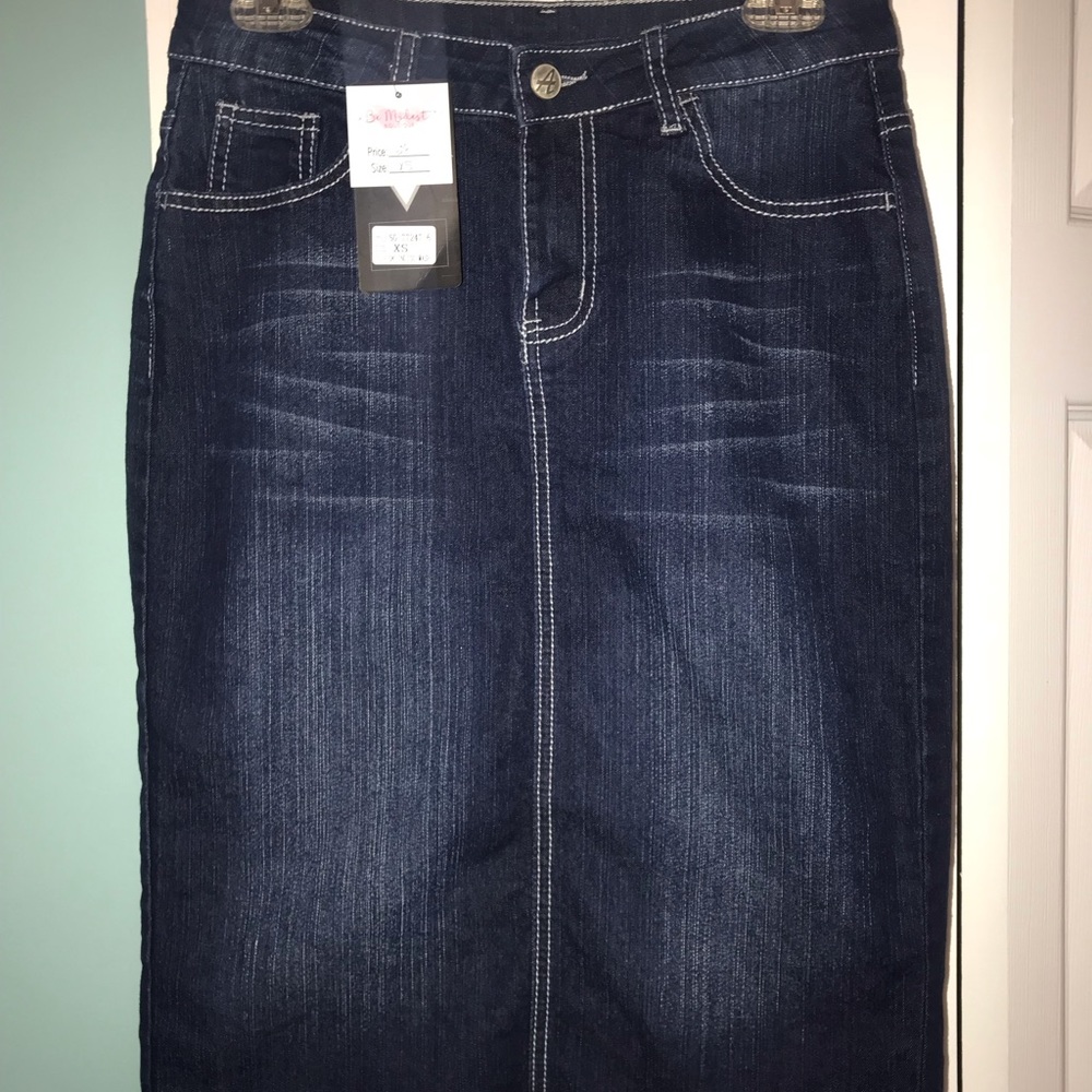 Dark Indigo Wash Denim Skirt - SOLD